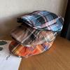 Grid Clashing Color Summer Breathable Cotton Blended Beret Hat Fashion Women
