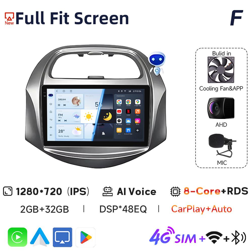 JIUYIN Incell Car Stereo with Screen for Chevrolet SPARK BEAT Android Auto Wireless Carplay 4G Electronics Navigation with Frame