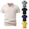 Men Fashion Solid Color Short Sleeve Knit Polo Shirt