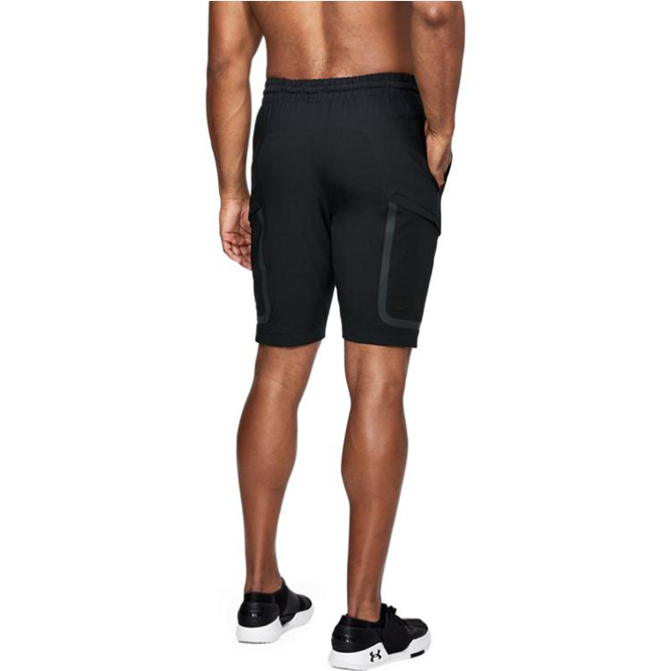 Under Armour Solid Color Drawstring Elastic Waist Straight Leg Shorts Men shorts Black 1306455-001