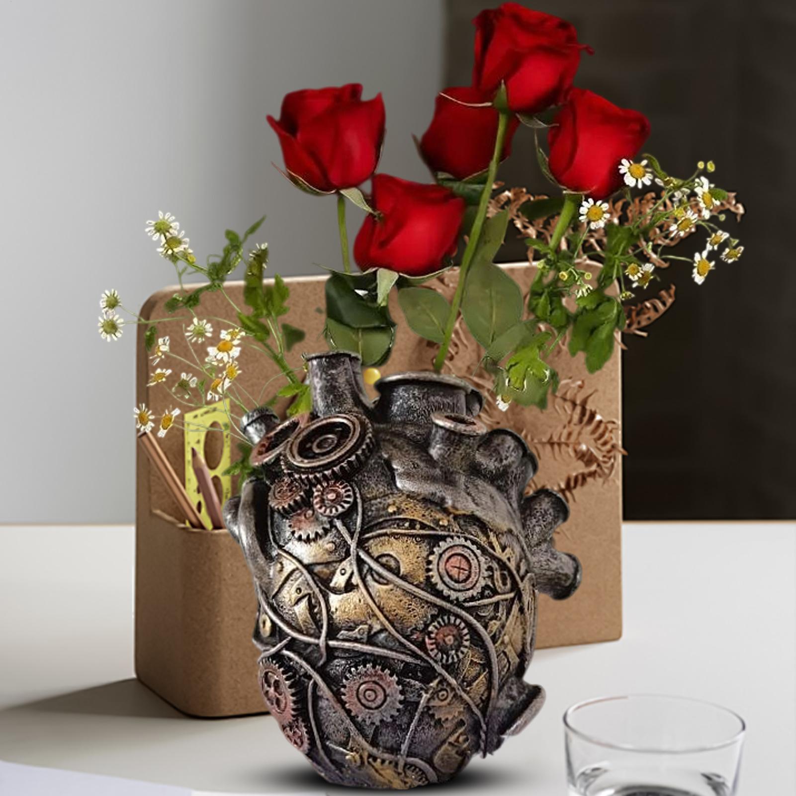 

Ваза в форме сердца Оригинальная ваза с множеством отверстий Смола Современный анатомический дизайн сердца Горшок для растений Центральные элементы для домашнего декора CHINA