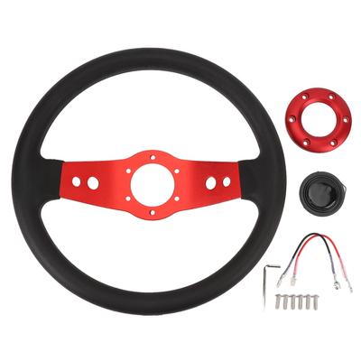 13in Car Steering Wheel PU Stylish Look Impact Resistant Enhanced Grip Easy Installation Racing