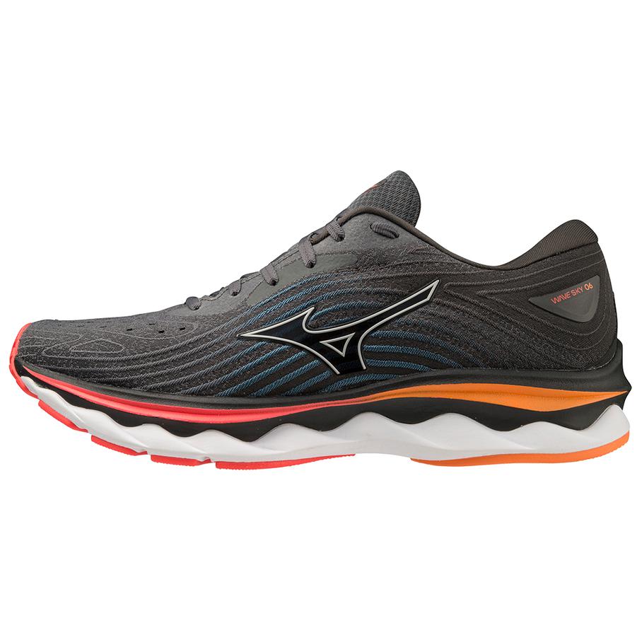 Mizuno Wave Sky 6 Fashionable Comfortable Versatile Durable Breathable Low-Top Running Shoes Men Sneakers Black Orange J1GC220251