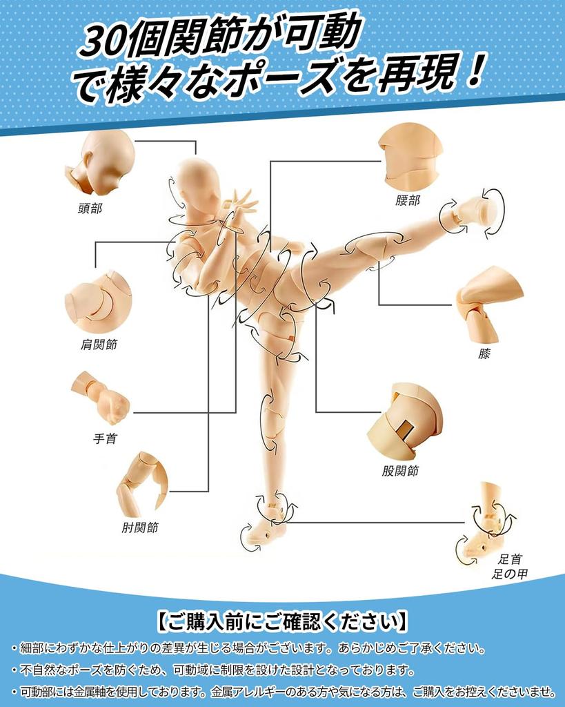 Fish Fairy Drawing Movable Joint Figure with Changeable Muscular Storage Case Ideal for Painting Art and Props & Doll, Male/Female, Gestures, Body,