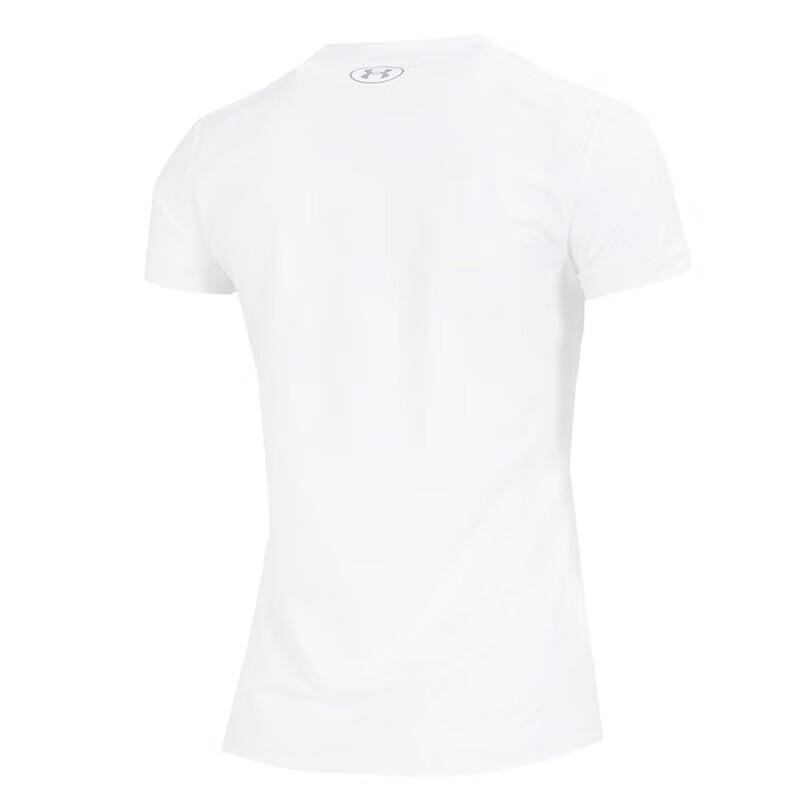 Under Armour Solid Color Breathable Fitness Training Pullover Printed Tight T-Shirt Women tops White 23500509-100