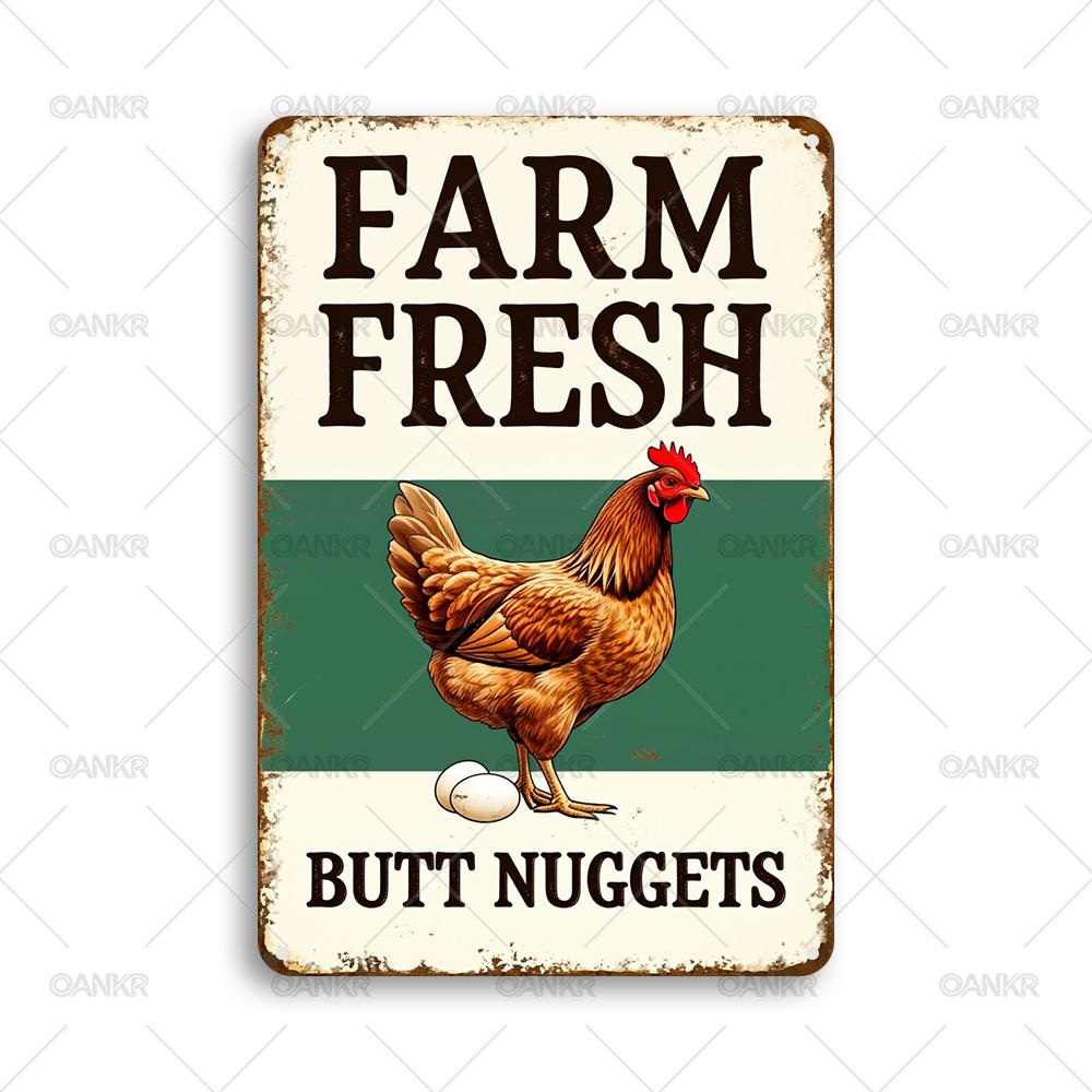 Humorous Chicken Coop Art Poster Metal Tin Sign Vintage Farm Fresh Metal Signs for Farm Garden Home Wall Decor Plaques 20x30cm（7.8x11.8inch）