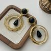Metal Resin Round Water Drop Stud Earrings Ethnic Style Exaggerated Personality Design Earrings Light Luxury High-end Earrings