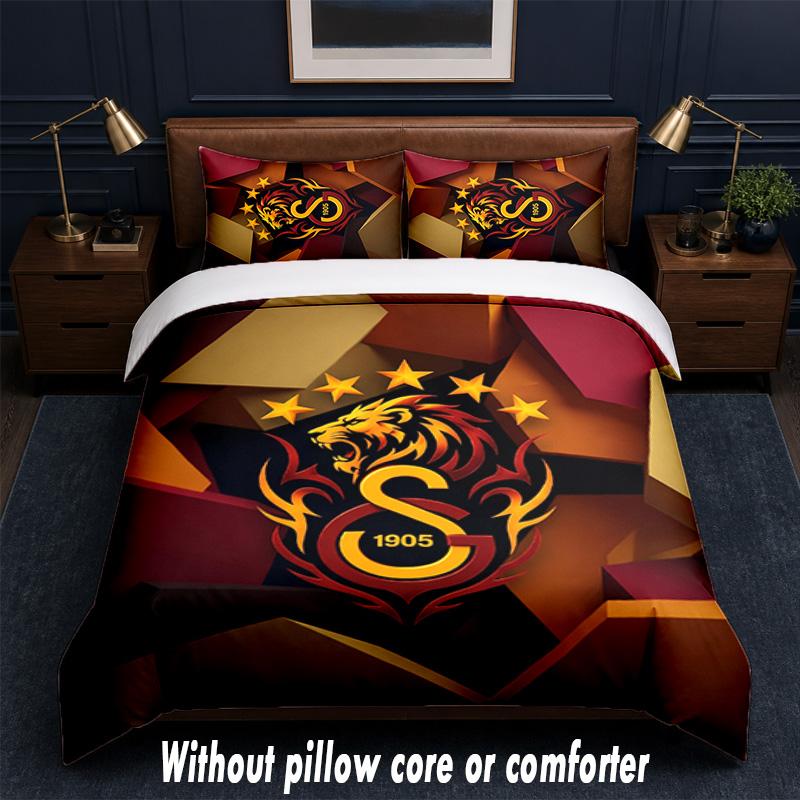 Set Biancheria da Letto Design Galatasaray FC 1 Copripiumino + 2 Federe Morbido Traspirante Biancheria da Letto per la Casa