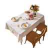 Ying Cross-Border Cotton Linen Embroidered Tablecloth, French Retro American Style, Rectangular.