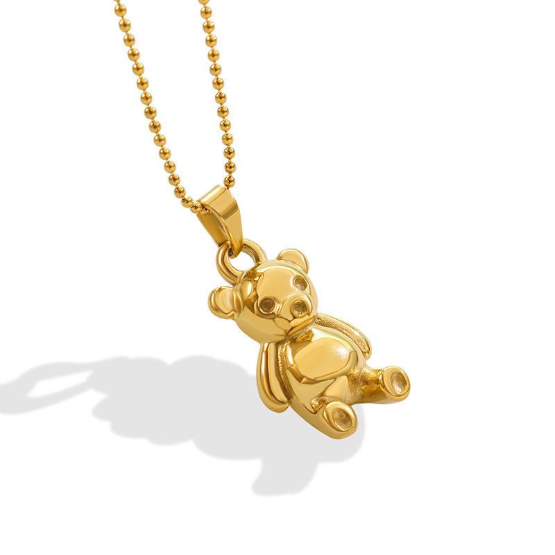 Showfay Stainless Steel Necklace Fashion Gold-plating Bear Pendant Necklace 21.6inches золотой