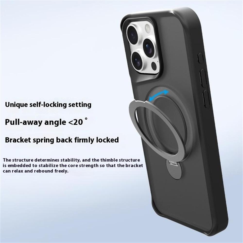 For iPhone 16 Pro Case Compatible with MagSafe PC+TPU Ring Kickstand Cell Phone Cover