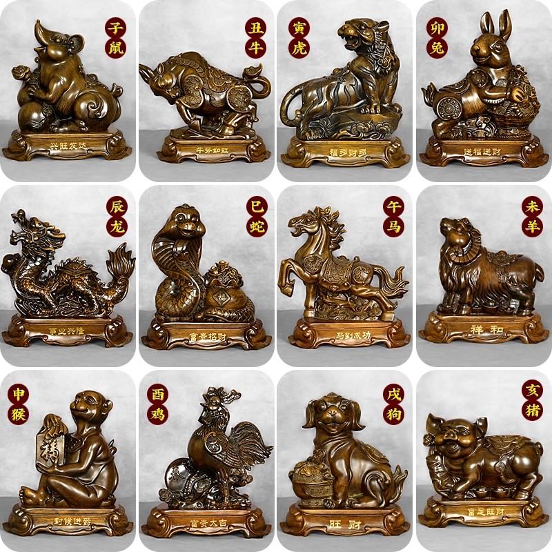 Chinese Zodiac Snake Horse Statue Set - Trio & Hexa Harmony Animal Figurines, Resin Craft for Home Office Feng Shui Decor Gift