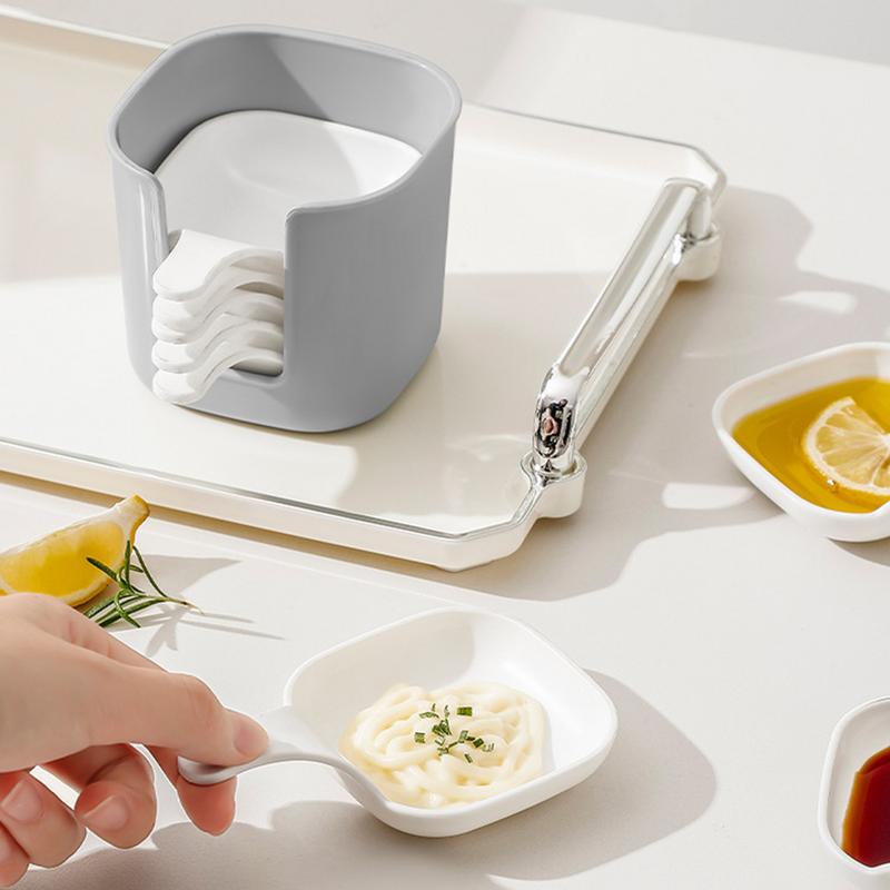 Dipping Sauce Dish Kitchen Dipping Sauce Holder With Handle 6pc Sauce Dish Bowls Portable Seasoning Sauce Tray For Picnic Family