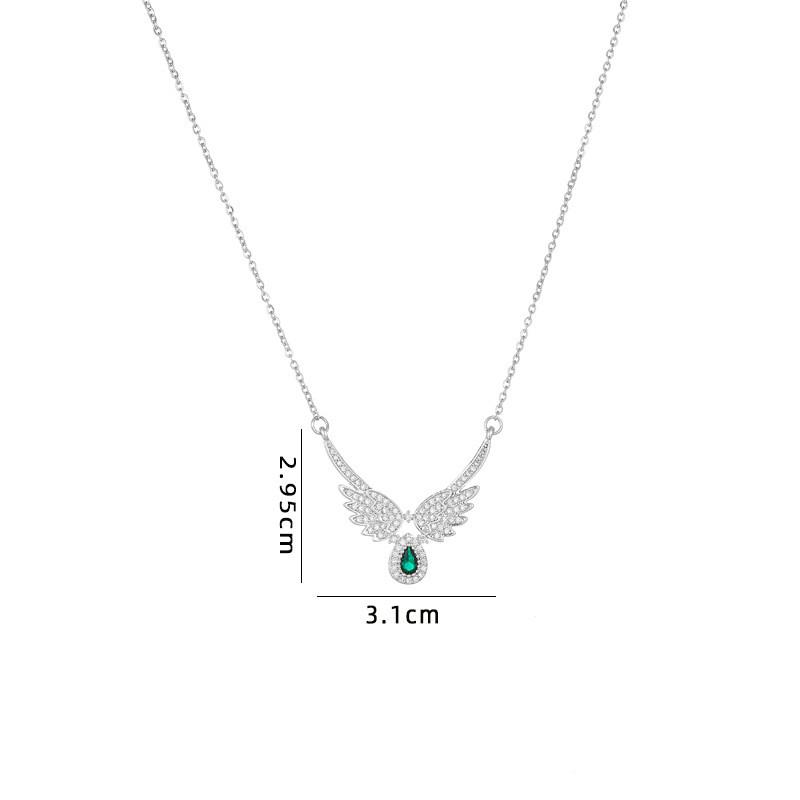 Fashion Popular Angel Wings Zircon Pendant Necklace Stainless Steel Chain Geometric Choker Jewelry Party Gifts For Women Girls