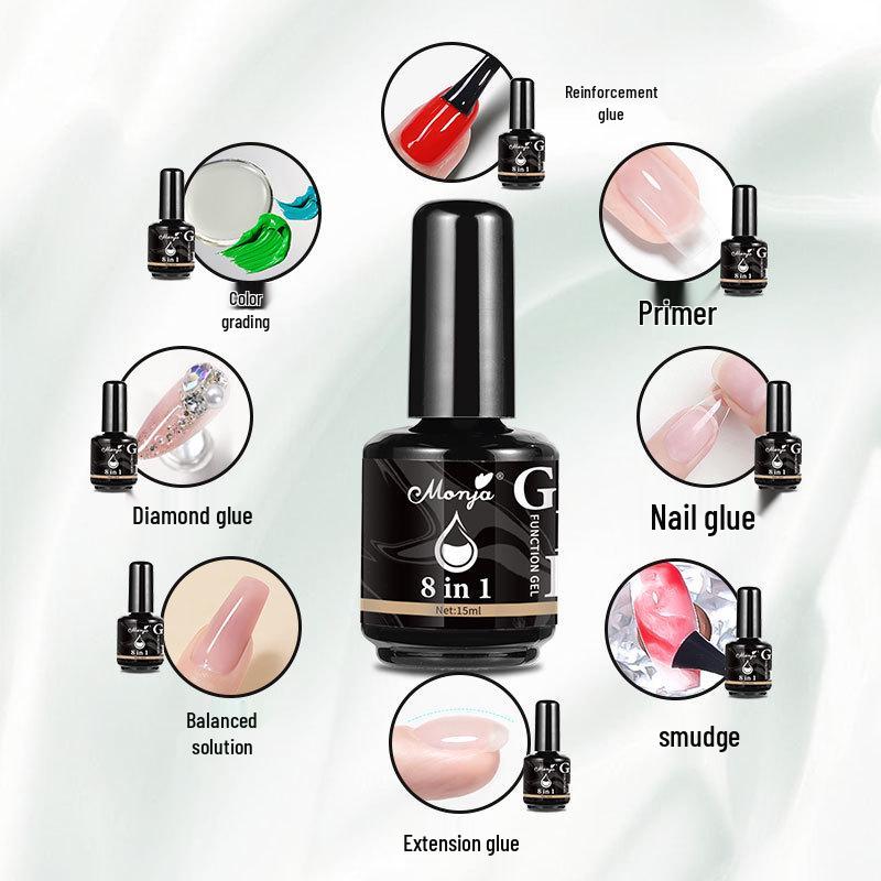 Eight-in-One UV Self-Leveling Nail Art Base & Builder Gel with Ombre Top Coat