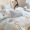 3pcs White Bedding set ruffles Duvet Cover Set (1*Duvet Cover + 2*Pillowcase, Without Core)for bedroom guest room