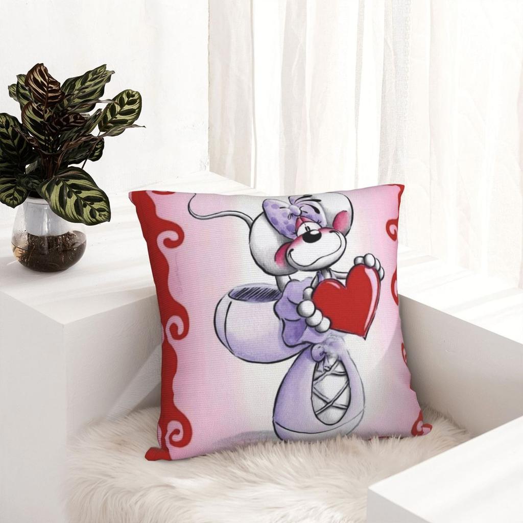 Diddl Cartoon Red Love Pillow Cover Cushion Cover Soft Custom Pillow Case Vintage Pillowcases For Sofa Home Decorative