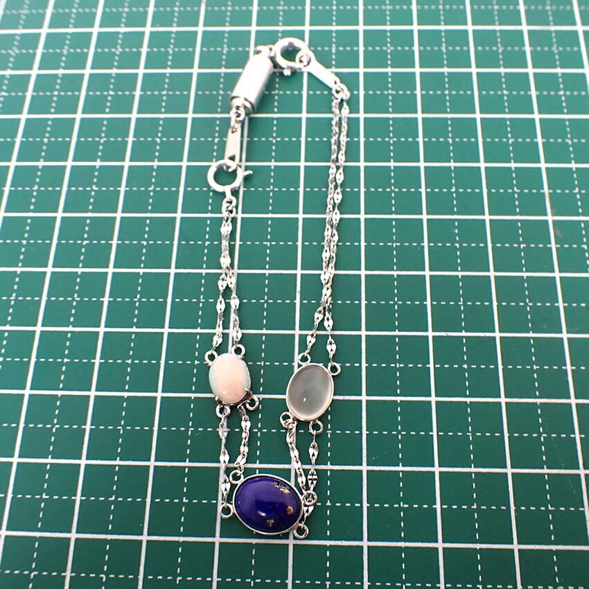 [Pre-owned] K18WG Opal Lapis Lazuli Moonstone Bracelet / j59-7