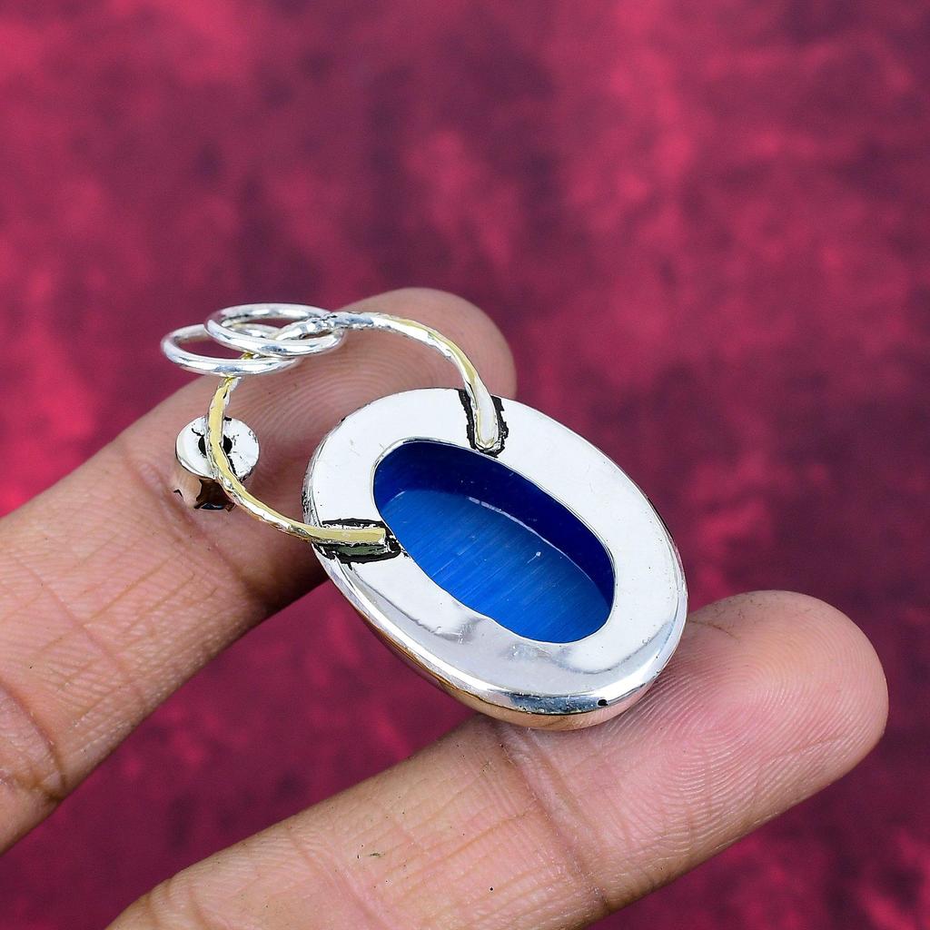 Blue Monalisa & Blue Topaz Jewelry, 925 Solid Sterling Silver Pendant Handmade Gemstone Jewelry, Gifts For Wife Brand New Pendant