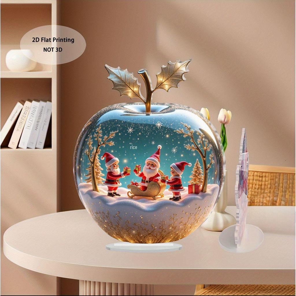 Christmas Apple 2D Acrylic Stand: Festive Desktop Decoration Gift