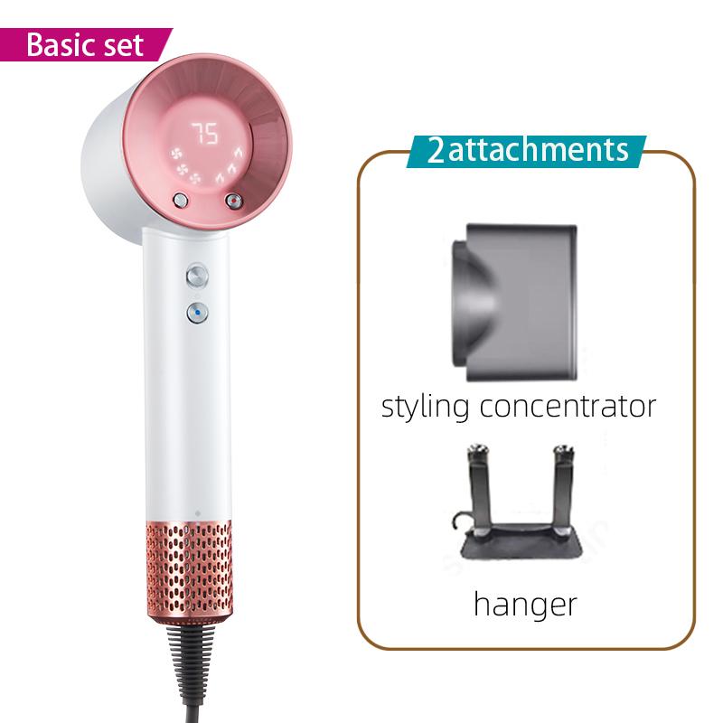 

Высокоскоростной анионный фен 110000 об/мин Ветер 62 м/с 1500 Вт Быстрая сушка за 2 минуты Профессиональный уход за волосами Отрицательный ион Светодиодный дисплей температуры UK