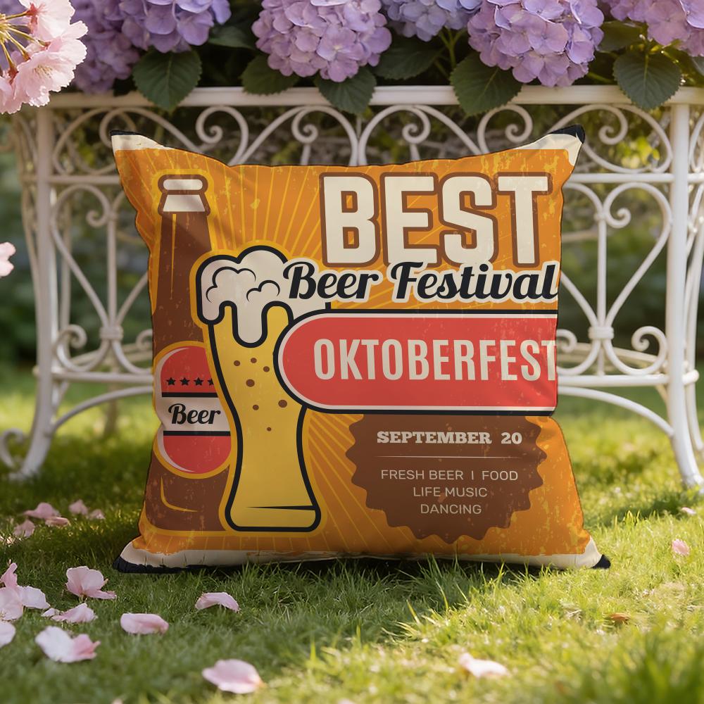 Beer Wine Retro Style Cushion Cover Home & Car Dual-Scene Pillow Cover: Reversible for Premium Comfort