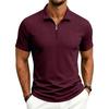 Men's Plaid Half-Zip Short Sleeve Shirt with Fabric for Summer Business Casual Wear