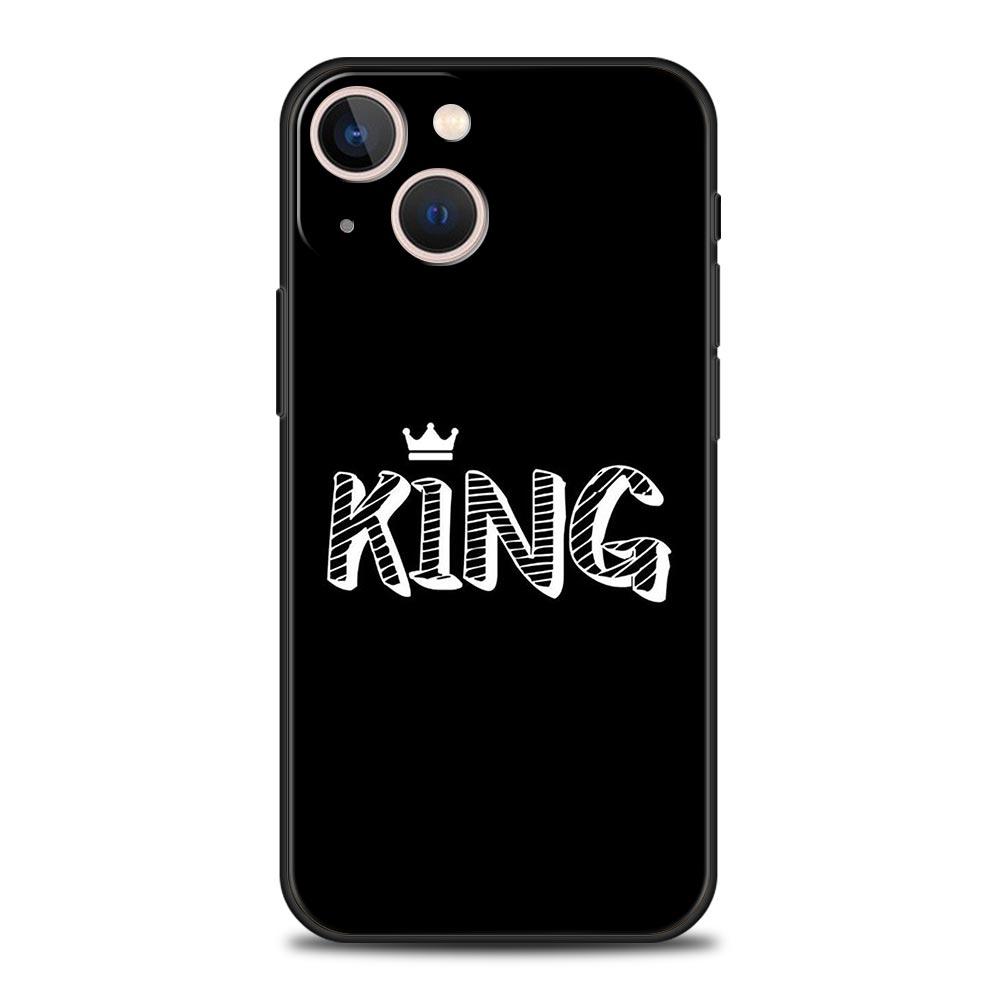 Phone Case For Apple iPhone 11 15 14 Pro MAX 12 13 7 8 Plus X XR XS MAX SE Cover Funda Couple Style Cartoon Crown King Queen