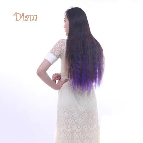 Tenfyer Extension de cheveux à clipser, longs et sexy, dégradés de couleurs, ondulés et bouclés, pour femmes, 60 cm