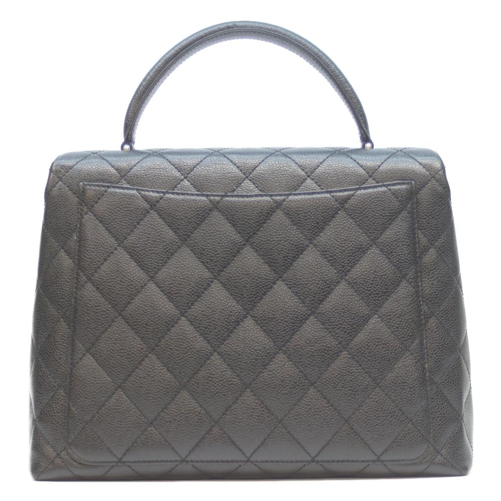 CHANEL No. 6 A12397 Black Caviar Silver Hardware Matelasse Top Handle Brief Handbag Black / SV HardwareUsed