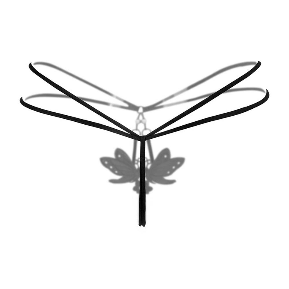 Hot Perspective Young Woman Women's Thong Sexy Embroidery Low Waist Metal Buckle Seduction Panties Sexy T-pants 2171