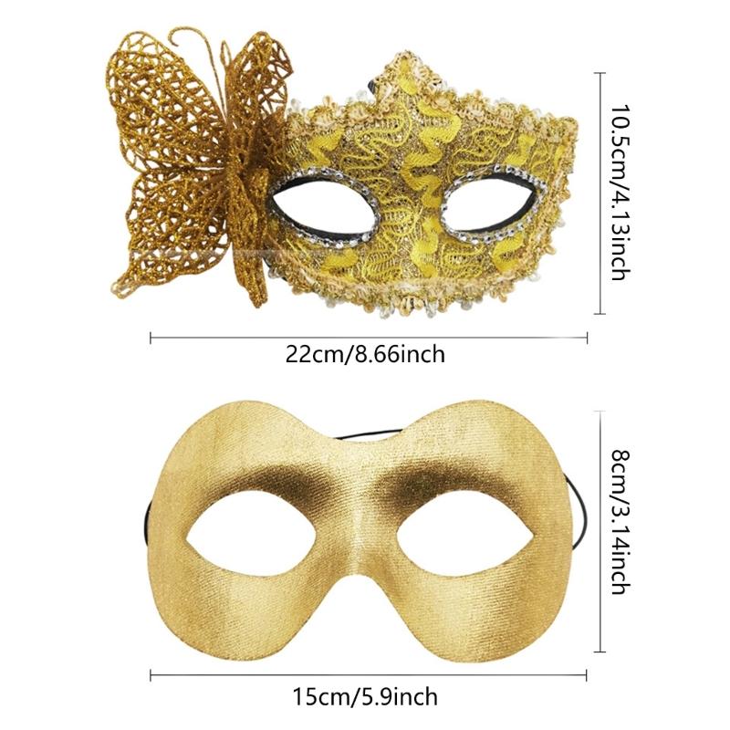 2pcs Elegant Butterfly Side Party Mask Sophisticated Butterfly Side Adorned Costume Mask For Special Event