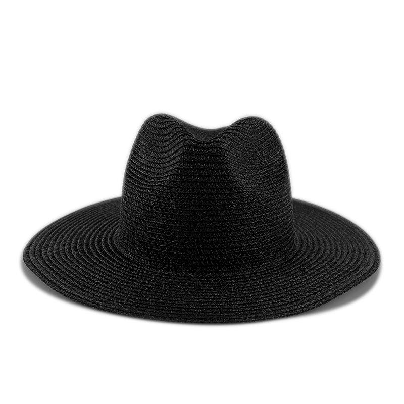 

Panama Silver Thread Shiny Straw Hat for Men Raffia Cowboy Hat for Women Vintage Plain Cowboy Hat Breathable and Sun-Protective чорний