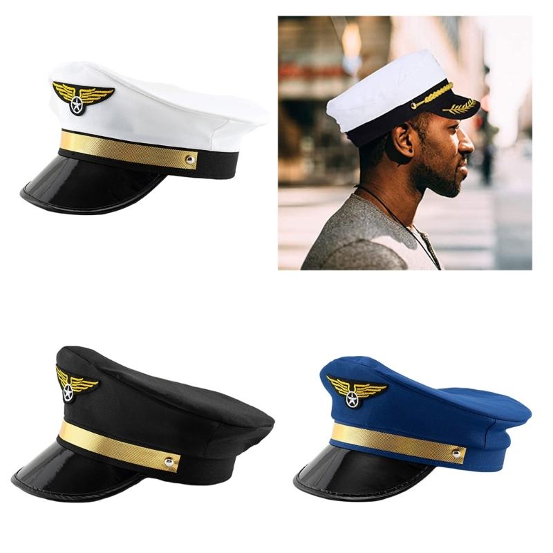 Flight Hat for Adult Cosplay Party Uniform Crew Hat for Male Women Role Play BachelorParty Dress Up Top Hat
