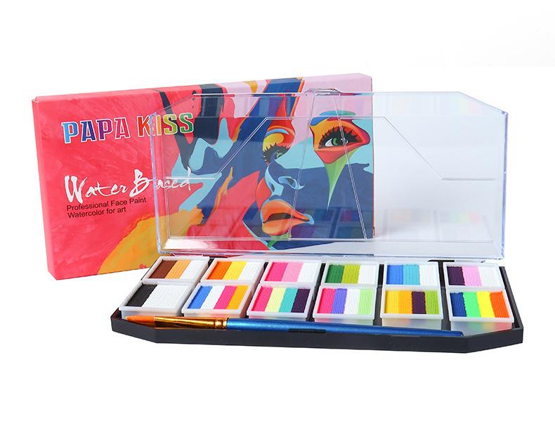 12-Color Patchwork Body Paint: Removable, Brush-Ready, Easy To Apply Halloween Stage Pigment