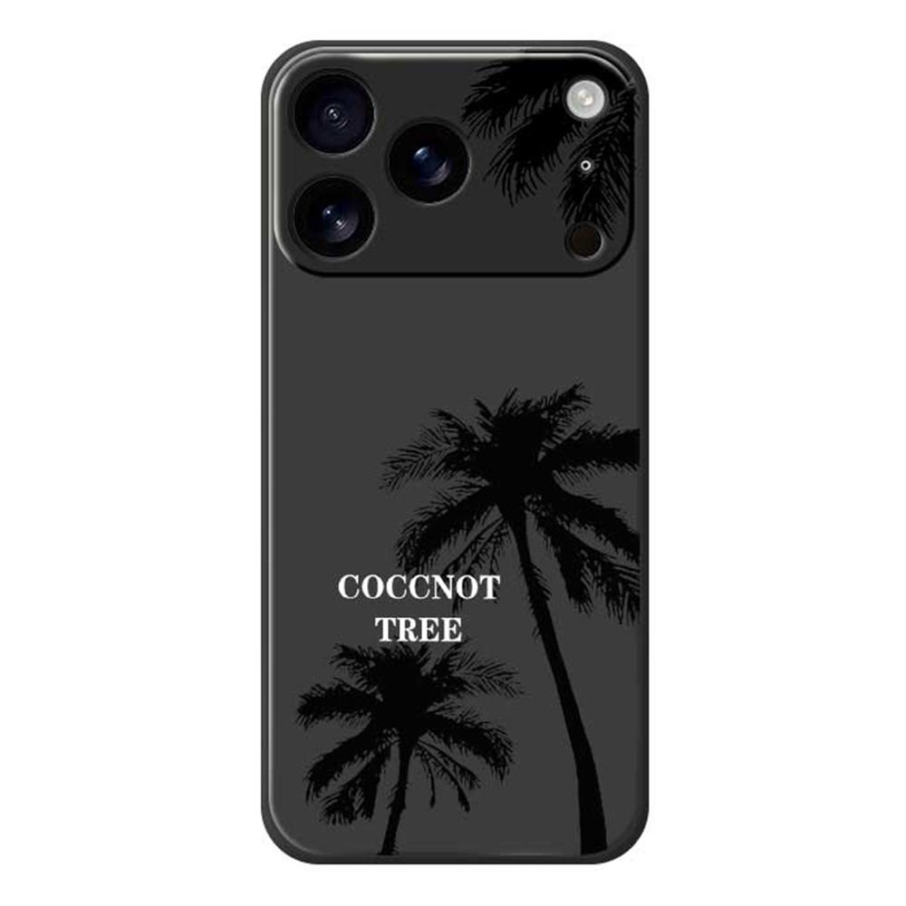 

For iPhone 17 Pro Max Case Coconut Tree Pattern Printing Straight Edge TPU Phone Back Cover Black