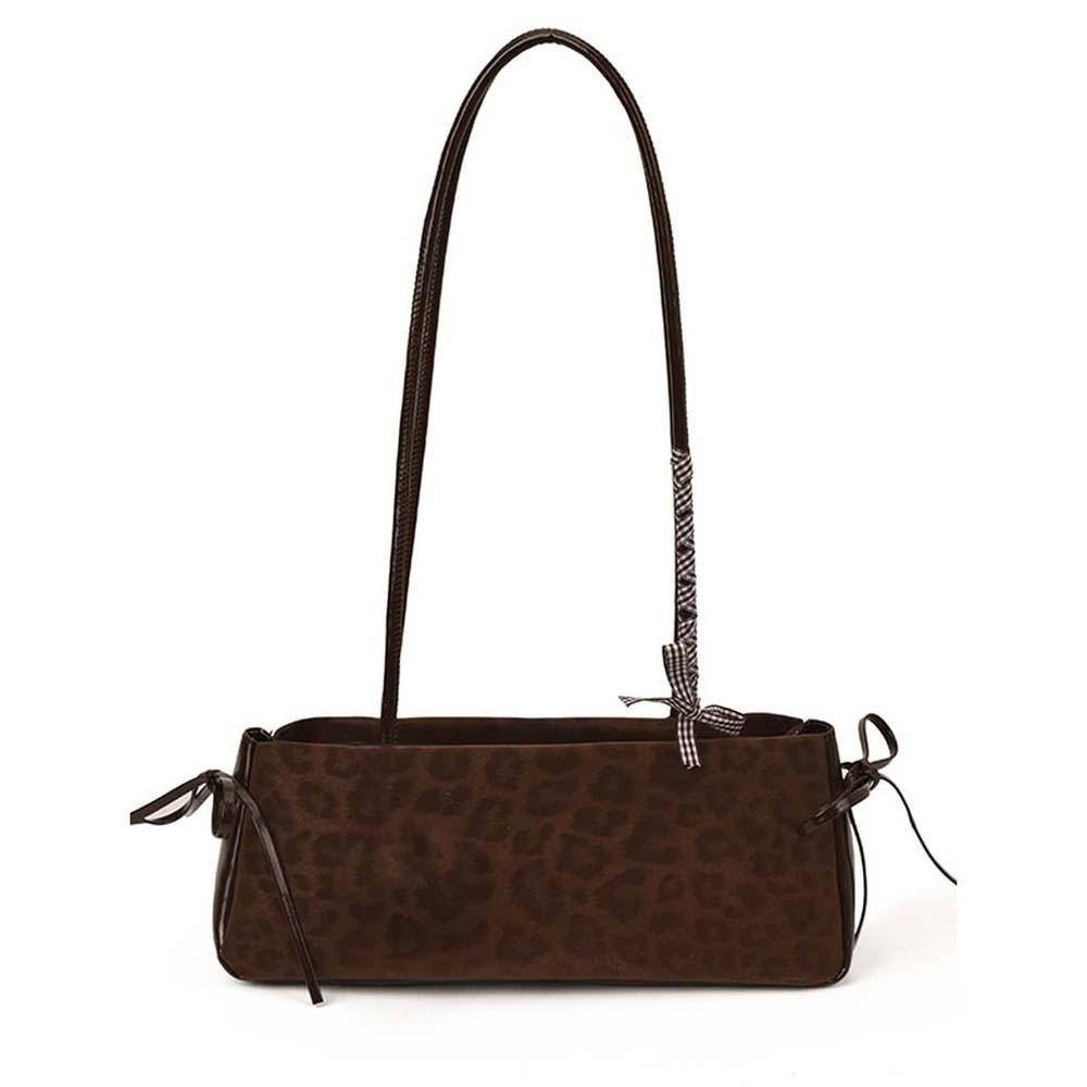 Large Capacity Leopard Print Underarm Bags Sweet PU Shoulder Bag French Stick Handbag School