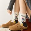 Autumn and Winter Socks, Women's Double-sided Fleece Little Penguin Women's Socks, Cute Cartoon Warm Home Warm Floor Socks, Sleep Socks