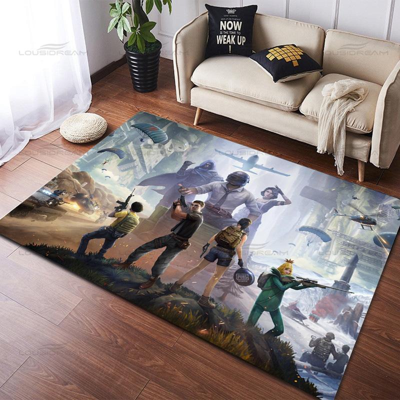 Popular 3D Shooting Game Decorative Carpets Square Flannel PUBG Carpets Modern Home Bedroom Rug Living Room Carpets