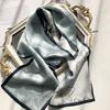 Gentle Lake Blue Double-Layer Silk Scarf Mulberry Silk Scarf Women'S Versatile Thin Narrow Long Multi-Functional Decorative Scarf Streamer