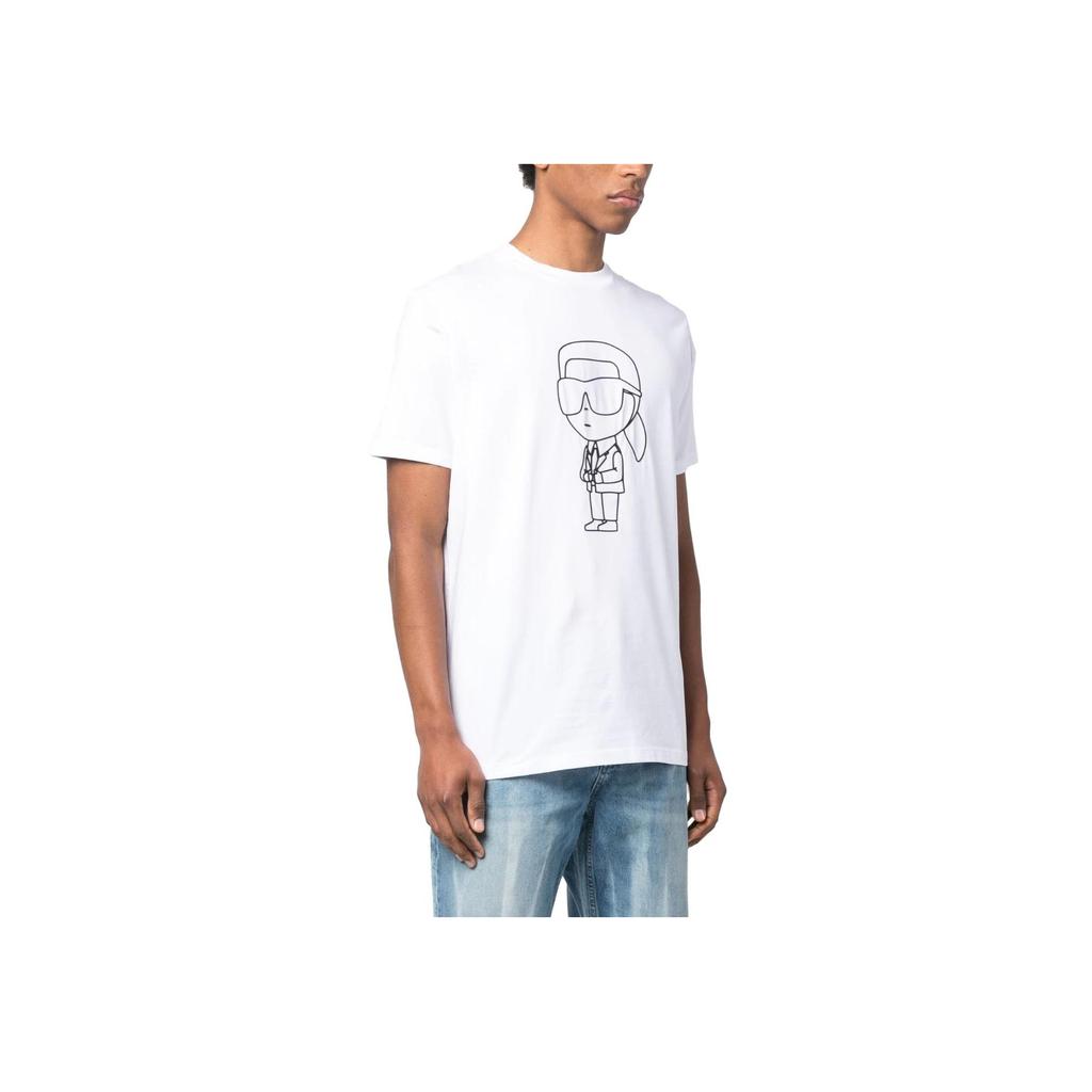 Karl Lagerfeld Cartoon Character Print Crew Neck Short Sleeve T-Shirt Men Tops White 75508253222110