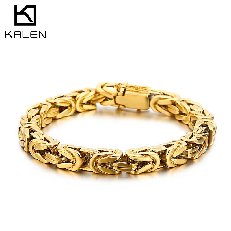 Kalen Golden Hip Hop Stainless Steel Chain Men's Bracelet 220mm Fashion Simple Jewelry