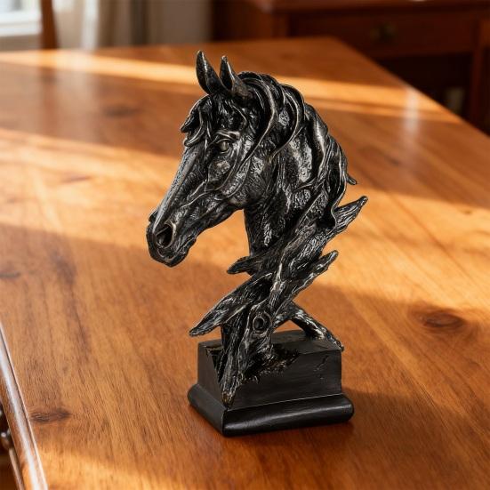 Horse Head Ornament Unique Appearance Decorative Sculpture Animal Figurine Table Equestrian Decoration