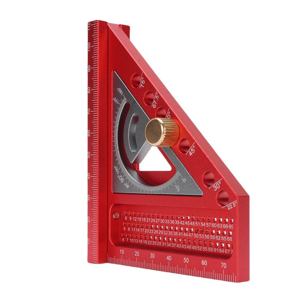 Aluminum Alloy Multi Angle Ruler Red and Gray Drawing Line Ruler Carpenter Square Engineering