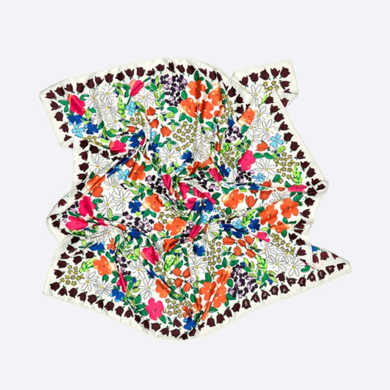 BIMBA Y LOLA Watercolor Flower Garden White Scarf B256AIF006WHF