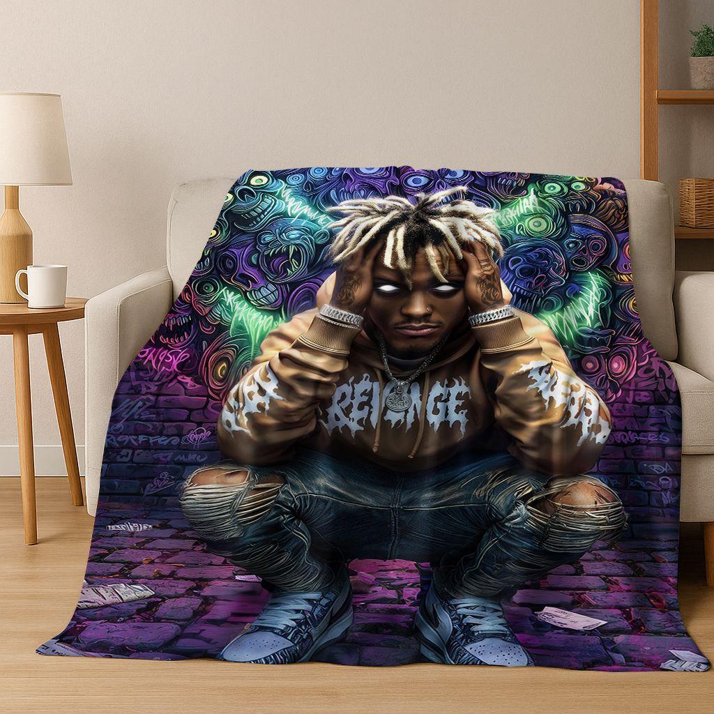 Manta de Franela con 26 Estilos de Artistas de Rap Dibujos Animados Tupac Snoop Dogg Hip Hop, Manta Acogedora Suave para Hogar Dormitorio Cama Cubierta de Sofá
