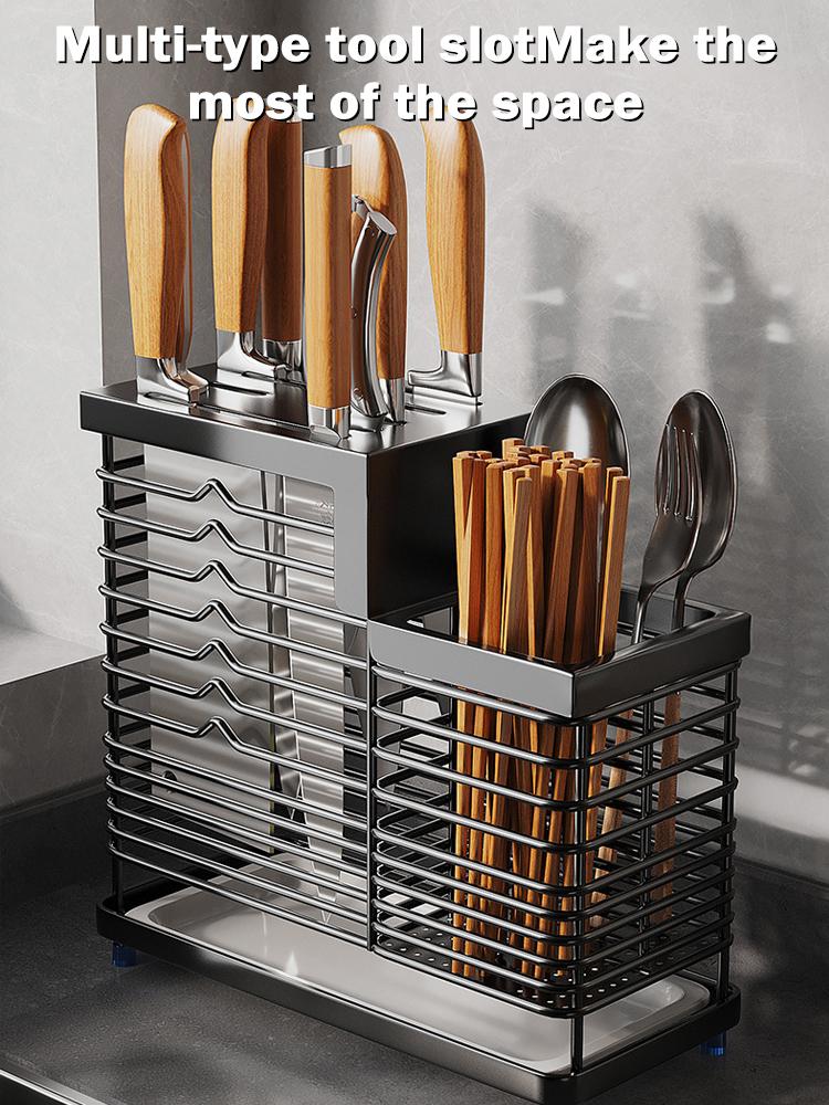 Stainless Steel Fork Chopstick Drain Storage Rack Chopsticks Spoons Drainer Basket Flatware Storage Drainer Kitchen Organizer
