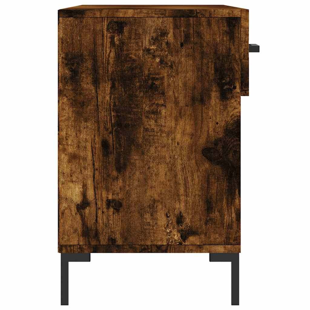 Shoe Bench Smoked Oak 102x35x55 cm Wood Based Material