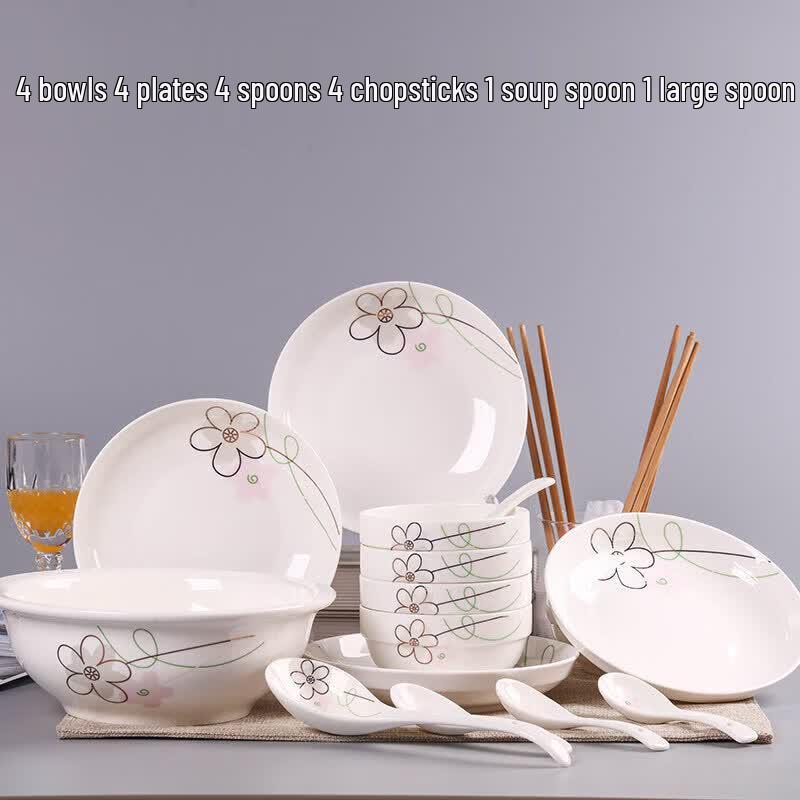 Qiwei 18-Piece Chinese Ceramic Dinnerware Set