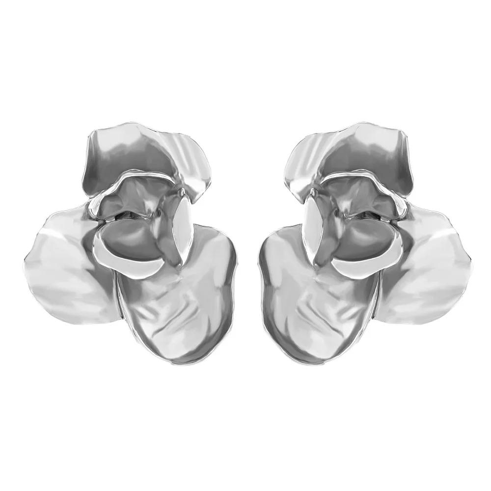 

Металлические серьги-подвески с листьями, цветами и геометрическим дизайном для женщин, новые простые трендовые украшения, аксессуары для вечеринокZAA серебряный